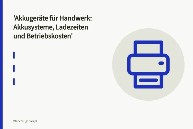 18V-Akku im Ladegerät auf Werkbank neben Akku-Bohrschrauber. Akkugeräte für Handwerk: Akkusysteme, Ladezeiten und Betriebskosten