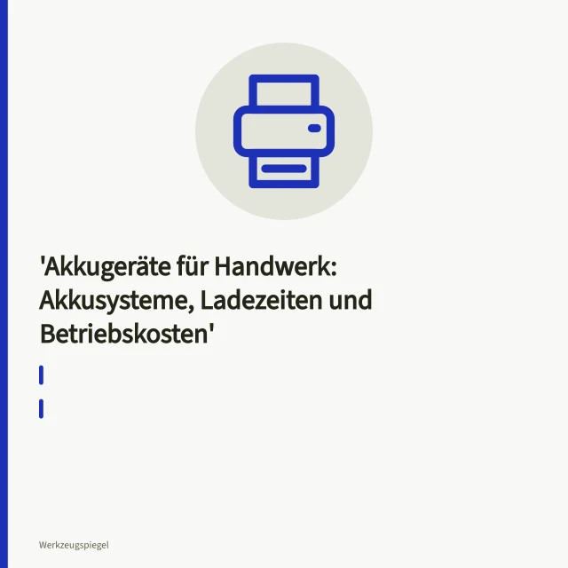 18V-Akku im Ladegerät auf Werkbank neben Akku-Bohrschrauber. Akkugeräte für Handwerk: Akkusysteme, Ladezeiten und Betriebskosten