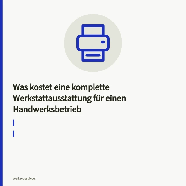 Werkstatt mit Werkbänken, Schubladenschränken und Werkstattwagen für vier Arbeitsplätze. Was kostet eine komplette Werkstattausstattung für einen Handwerksbetrieb